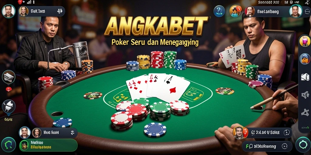 Tampilan gameplay seru dari aplikasi ANGKABET di meja poker.