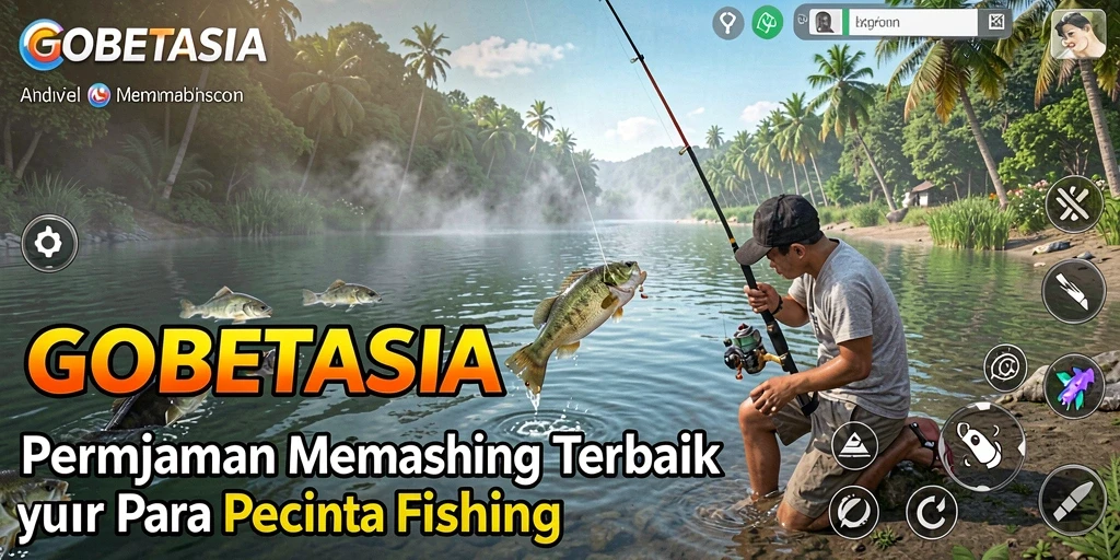 Tampilan gameplay menampilkan momen seru saat memancing ikan di GOBETASIA.