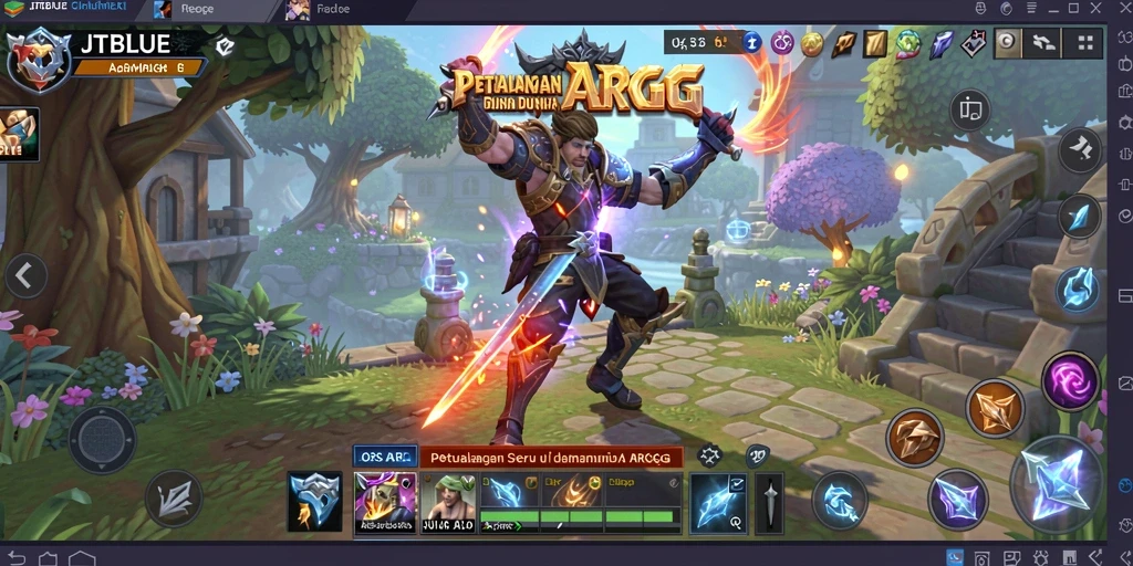 Screenshot JTBLUE menampilkan pertarungan seru dengan grafis yang memukau.
