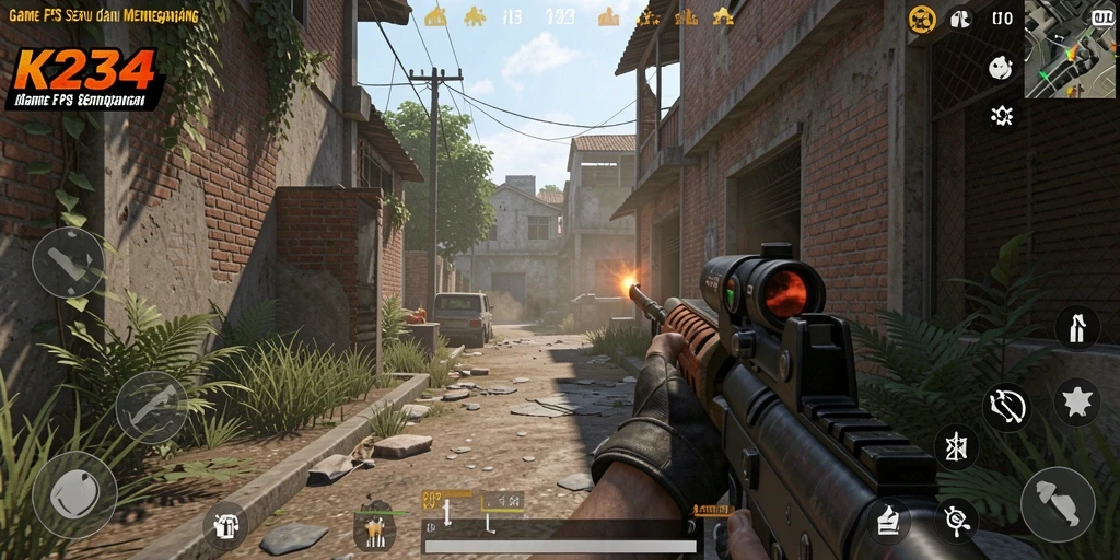 Tampilan gameplay K234 dengan aksi tembak-menembak yang seru.