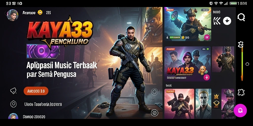 Tampilan utama KAYA33 dengan opsi musik interaktif.