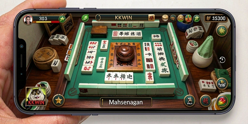 Screenshot gameplay KKWIN menampilkan suasana Mahjong yang seru.