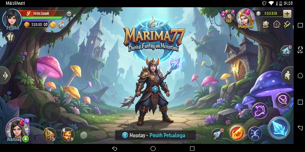 Screenshot gameplay MARIMA77 yang menampilkan pertarungan epik dalam dunia fantasi.