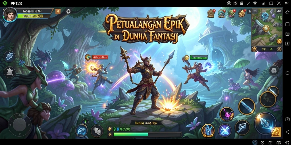 Gameplay PP123 menampilkan pertarungan seru dan eksplorasi dunia fantasi.