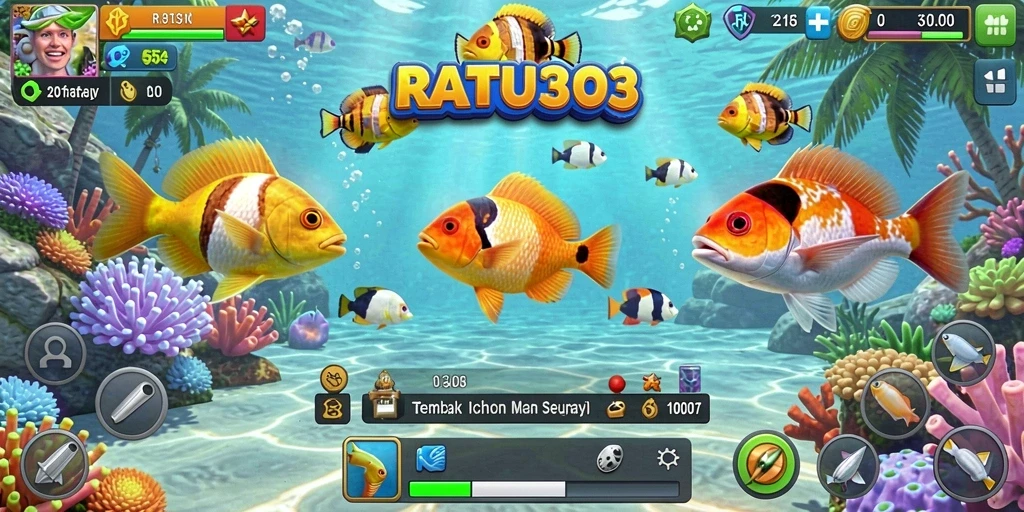 Tampilan gameplay menembak ikan yang seru dan mengasyikkan.
