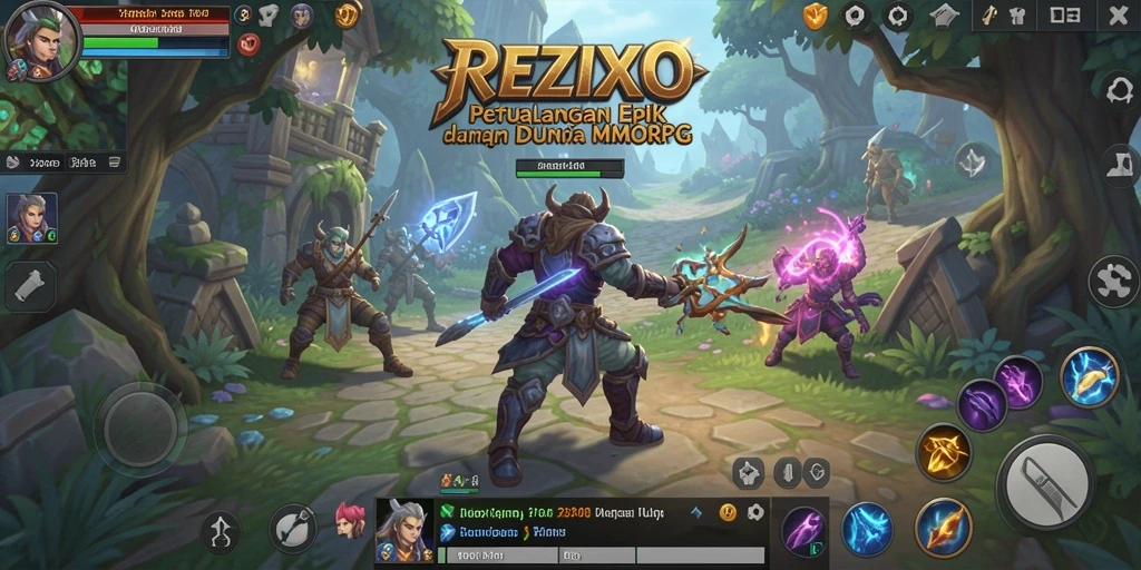 Gameplay seru dalam dunia fantasi MMORPG REZIXO.
