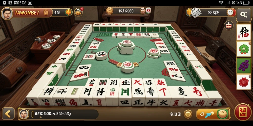 Tampilan gameplay TAWONBET menampilkan ubin Mahjong yang menarik.
