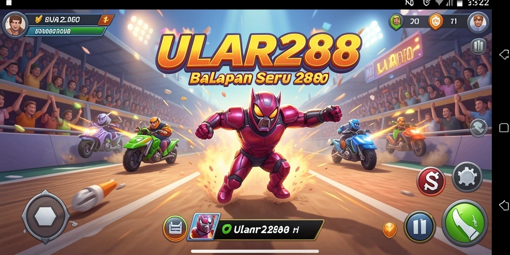 Screenshot gameplay ULAR288 dengan aksi balapan yang mendebarkan.