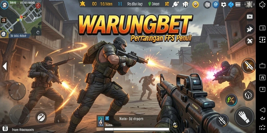 Tangkapan layar utama WARUNGBET menunjukkan aksi pertempuran FPS yang mendebarkan.