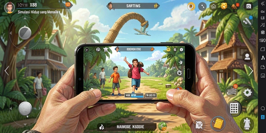 Tampilan gameplay X88 yang menarik dalam simulasi kehidupan.