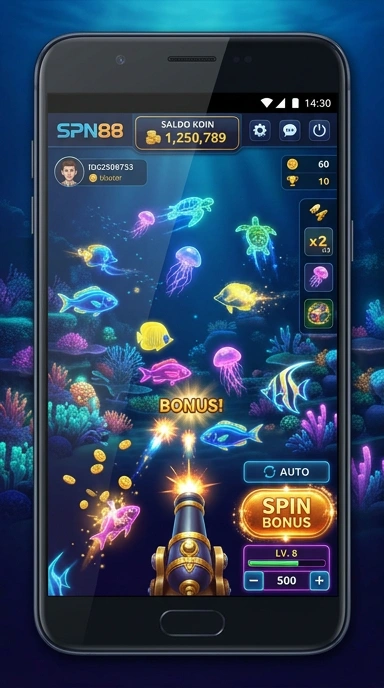 Tampilan utama aplikasi spn88 di perangkat Android.